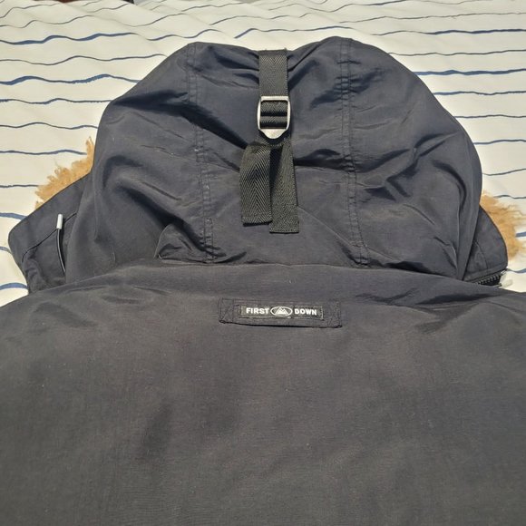 FIRST DOWN Black Goose Down Hooded Nylon Artic Parka JACKET - Picture 9 of 11